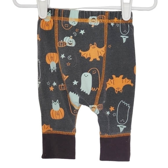 K1192 * Cat & Jack Halloween Print Bottoms Black/Orange Size 0/3M - Picture 3 of 6
